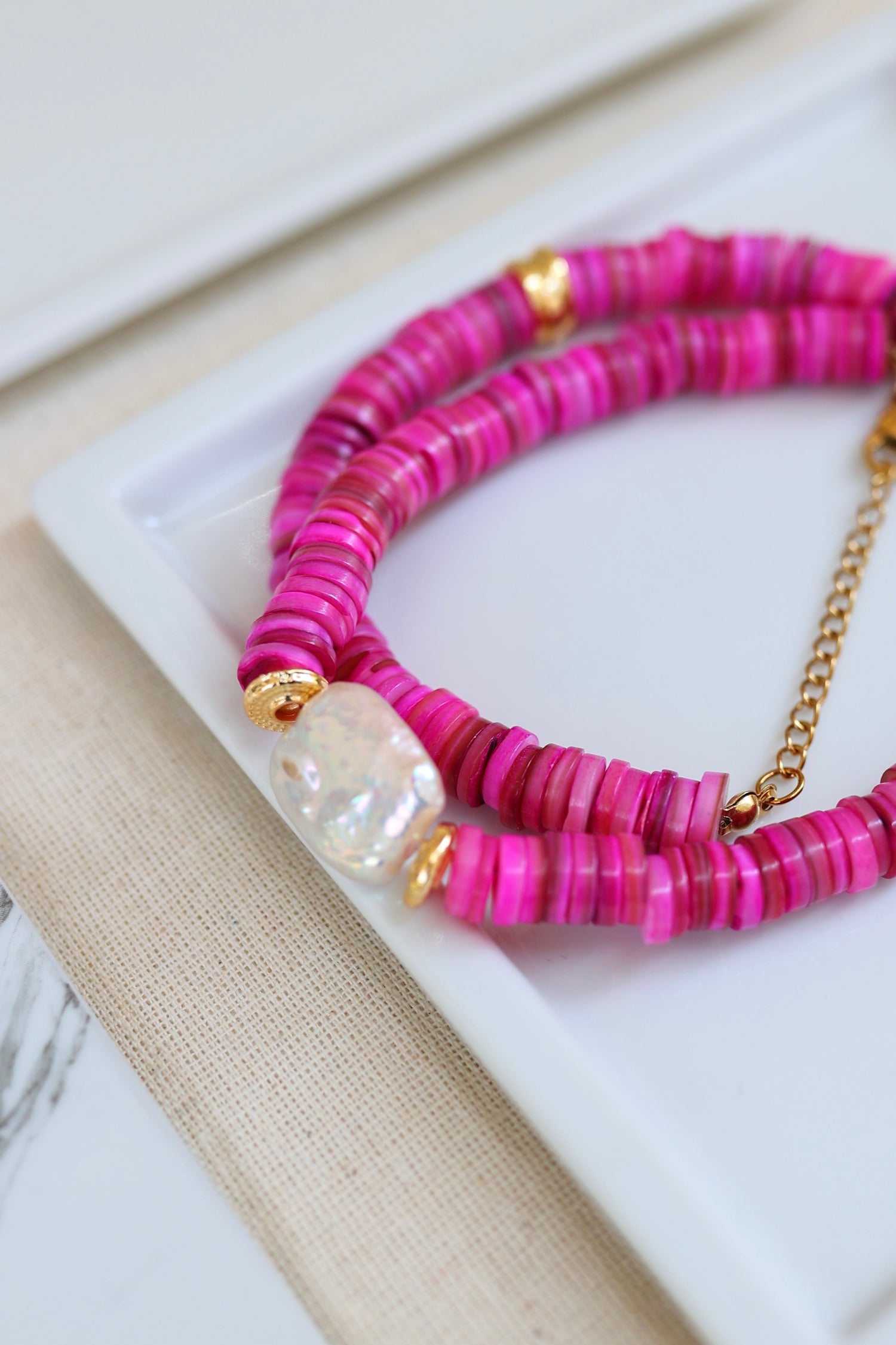 Pink Evil Eye Charm Kolye