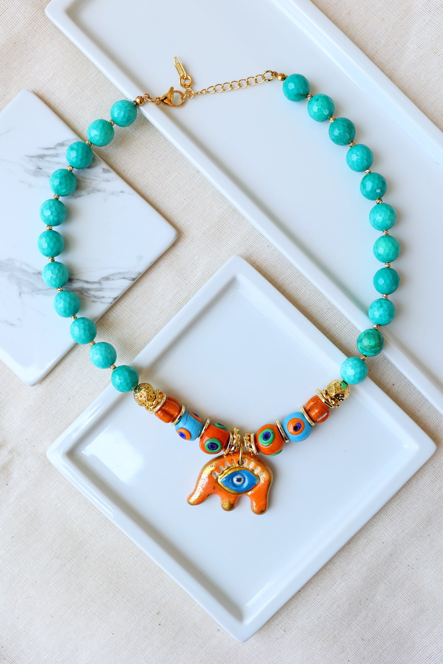 Ceramic Elephant Energy Kolye