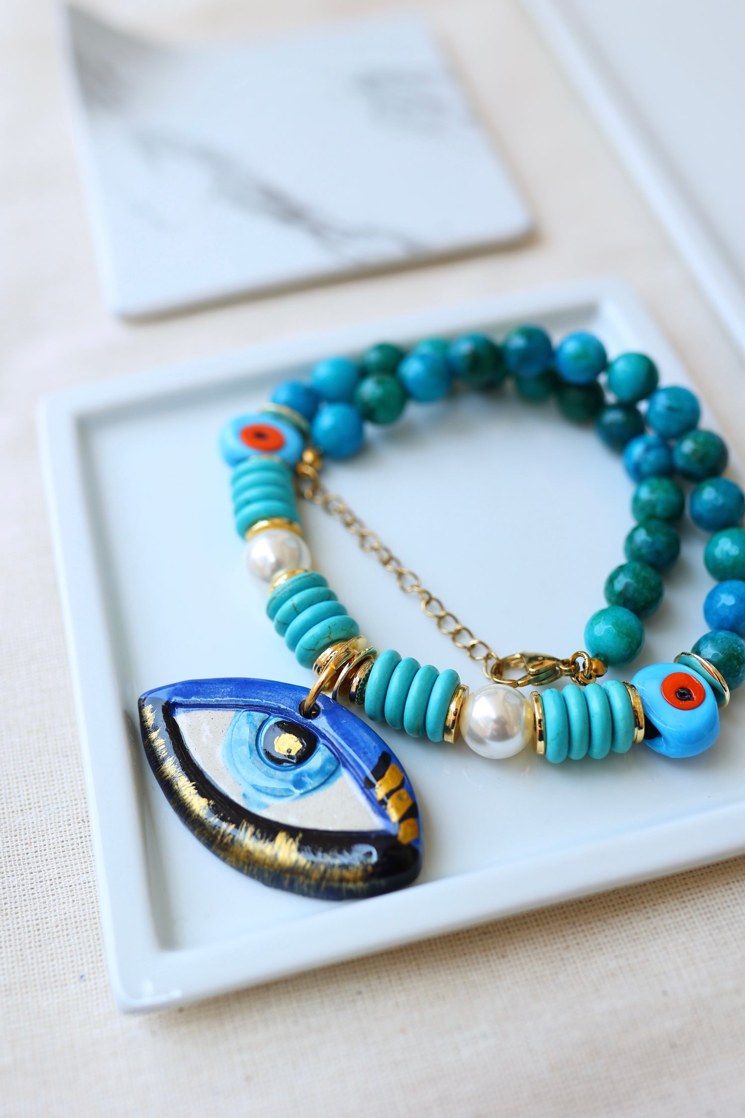 Ceramic Evil Eye Riviera Kolye