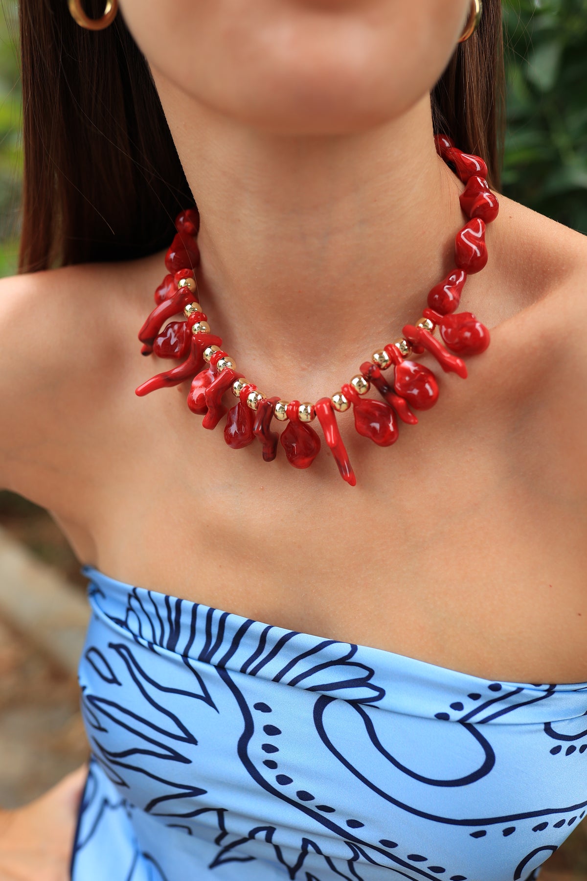 Kırmızı Mercan Görünümlü Kolye - İubi Store