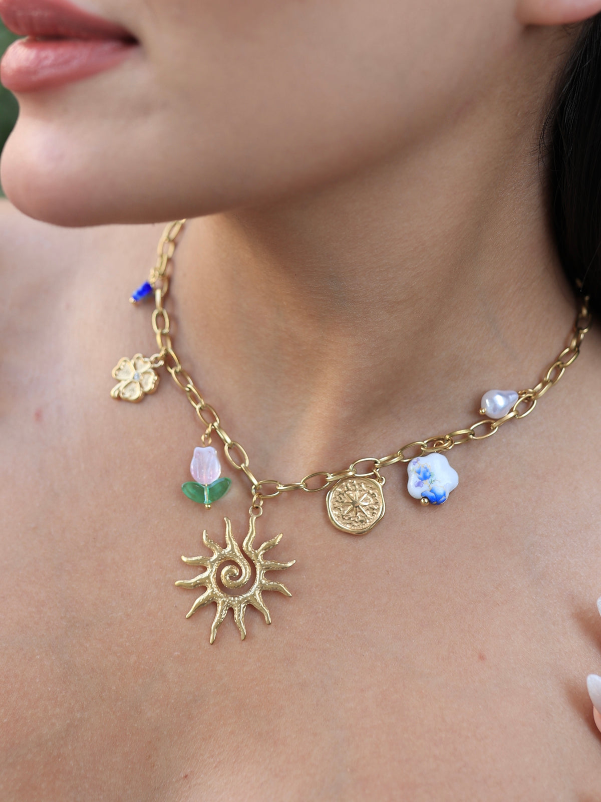 Çelik Charm Güneş Kolye - İubi Store