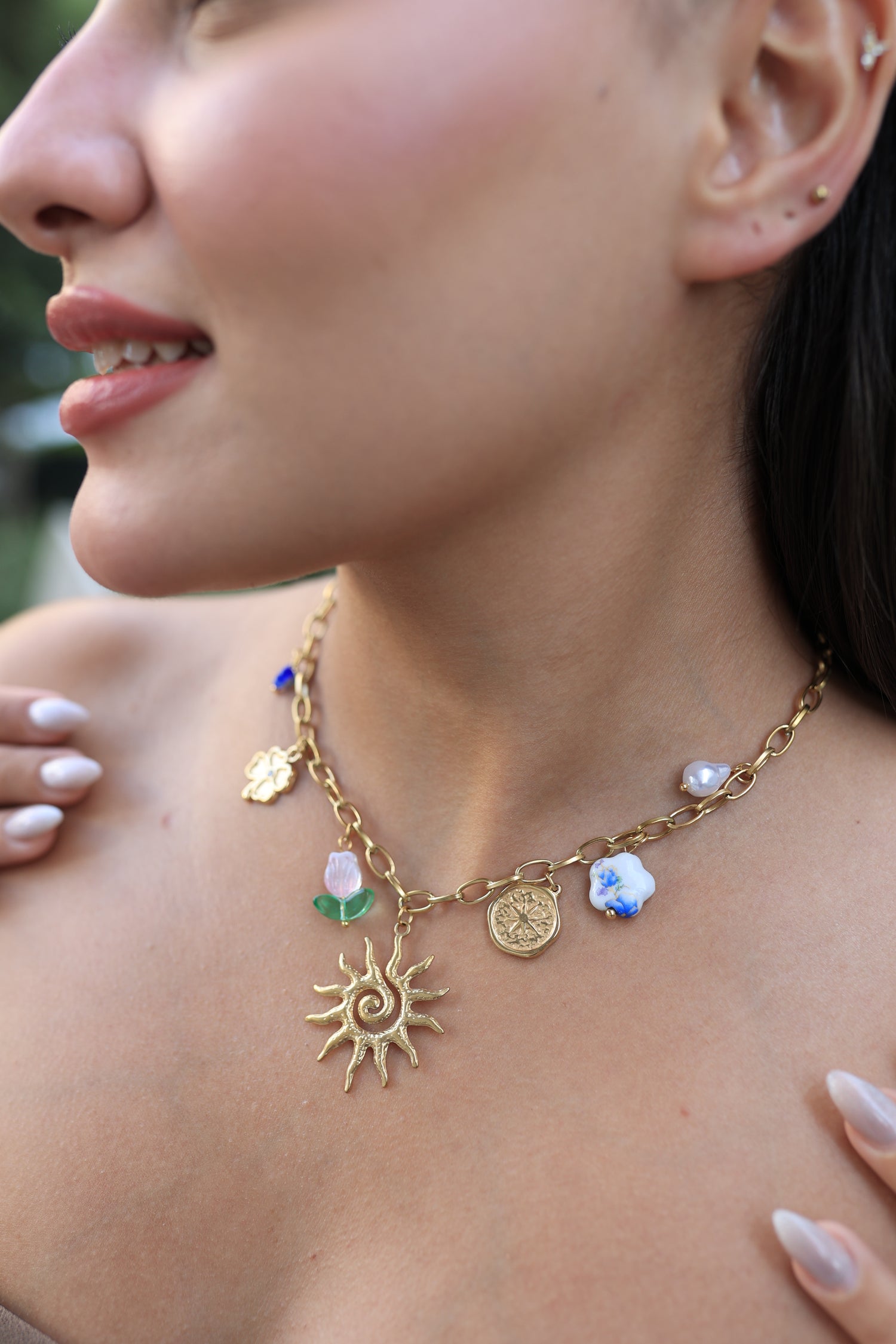 Çelik Charm Güneş Kolye - İubi Store