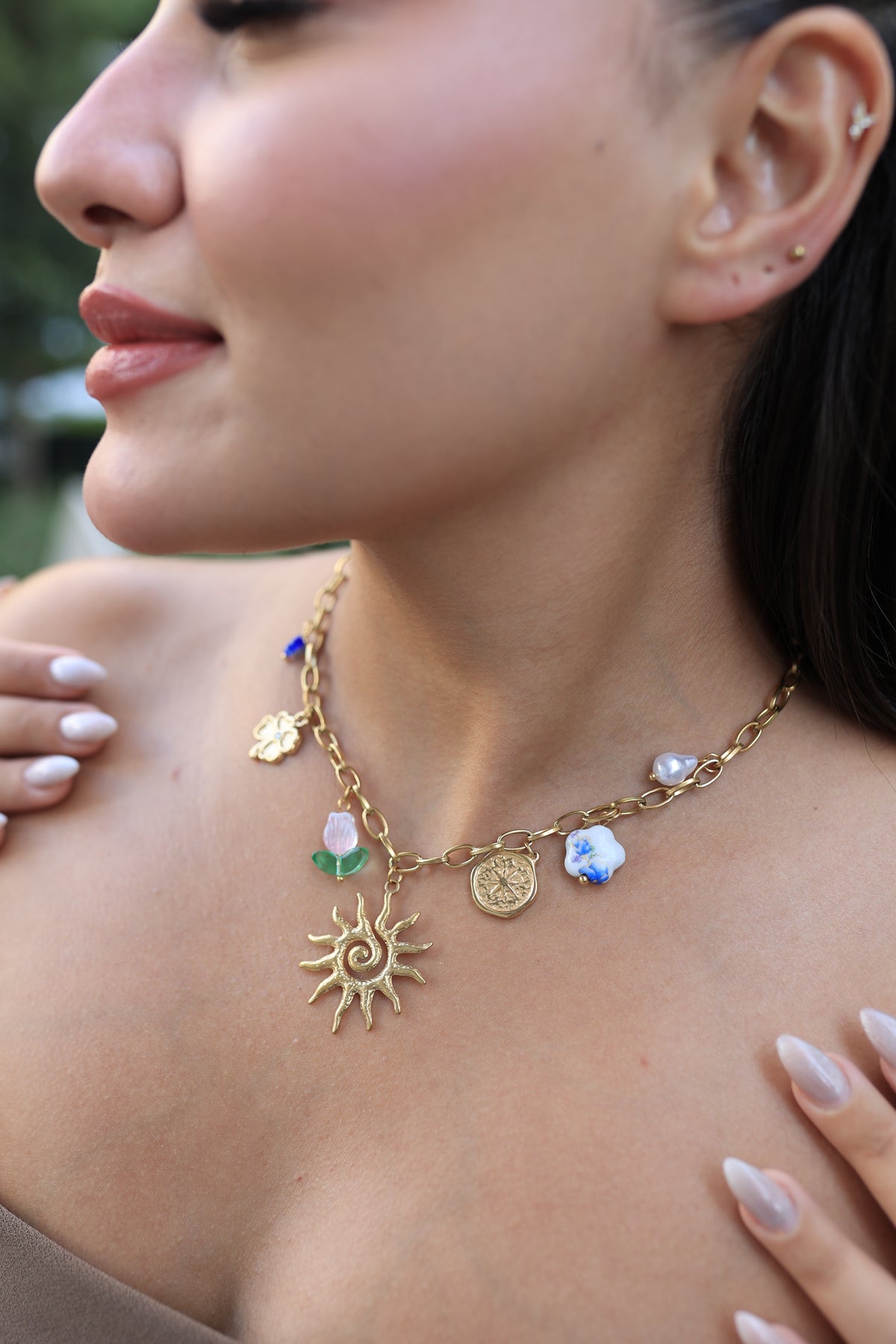 Çelik Charm Güneş Kolye - İubi Store