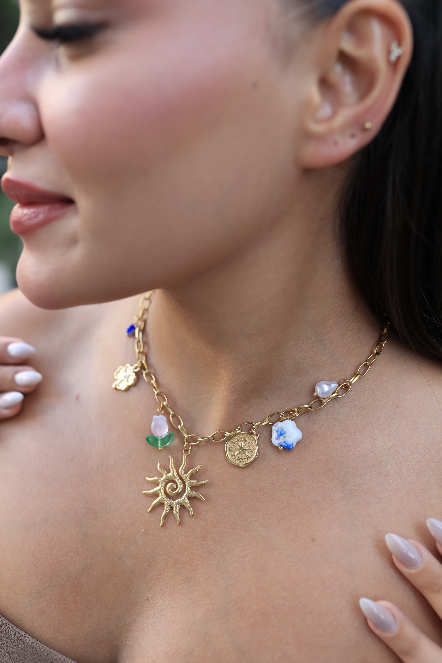 Çelik Charm Güneş Kolye - İubi Store