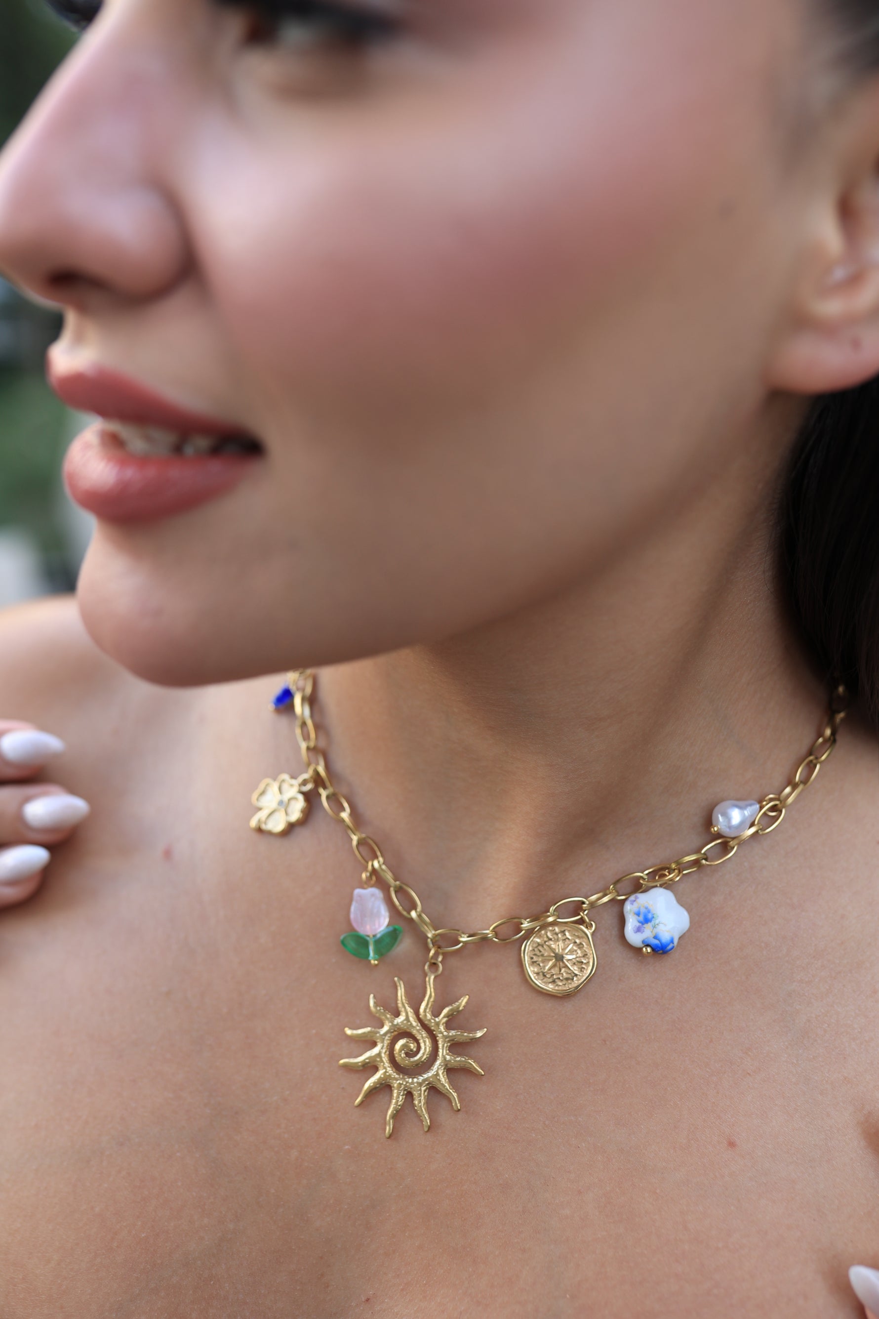 Çelik Charm Güneş Kolye - İubi Store