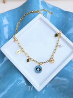Çelik Charm Mavi Göz Kolye - İubi Store