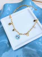 Çelik Charm Mavi Göz Kolye - İubi Store